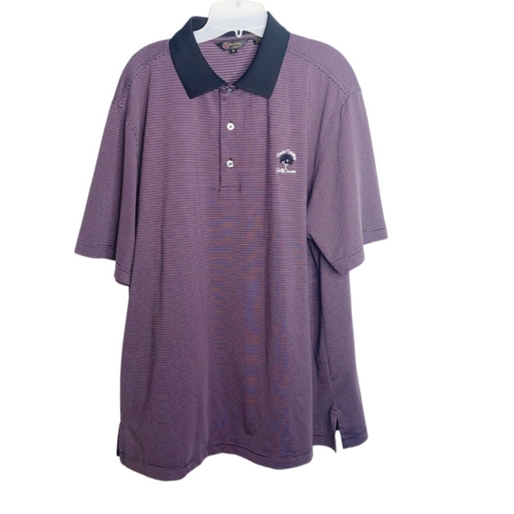 Monterey Club Men purple stripped XL Pecan Valley Golf Course polo shirt